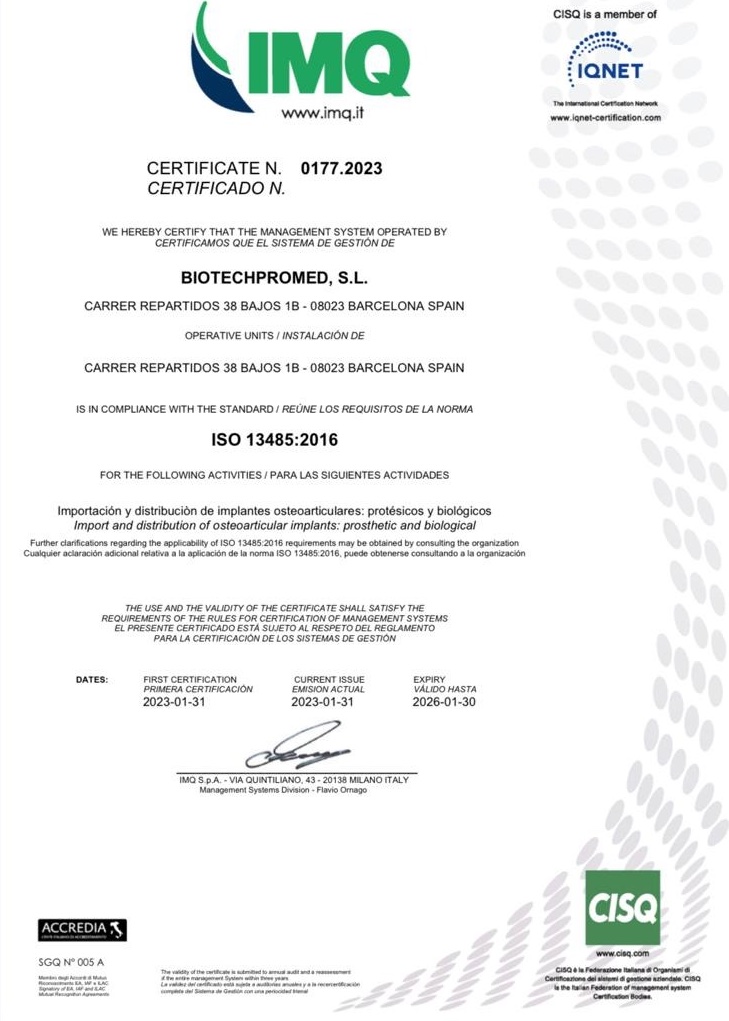 Certificación ISO 13485 Biotechpromed. https://biotechpromed.com